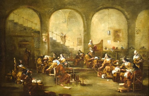 XVIIIe siècle - Religieuses au couvent - Atelier d'Alessandro Magnasco, (1667-1749)
